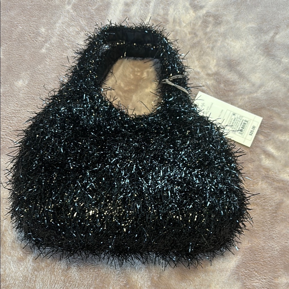 A New Day Black Fuzzy Mini Bag